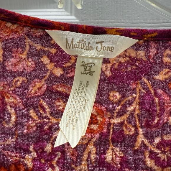 Matilda Jane‎ Enchanted Garden Coral Reef Gauze Medallion Printed Blouse 2X - Picture 5 of 5